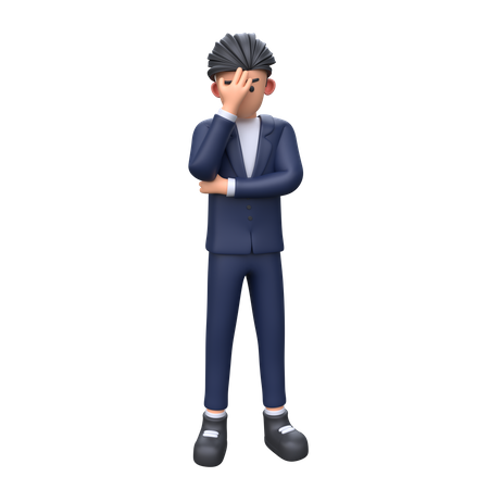 Empresário triste em pose frustrada  3D Illustration