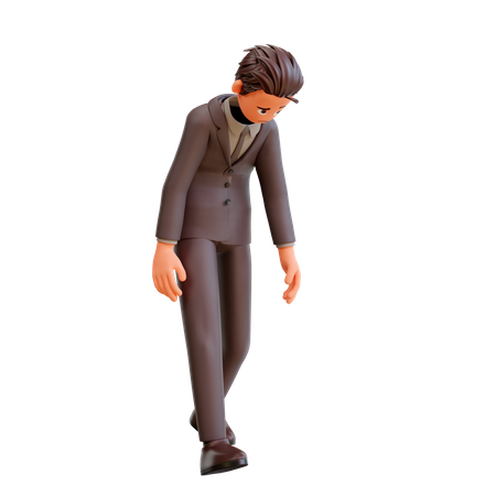 Un homme d'affaires triste marche en boitant  3D Illustration