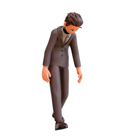 Un homme d'affaires triste marche en boitant  3D Illustration