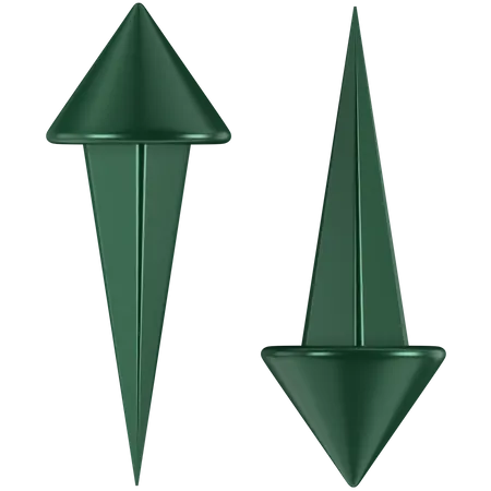 Icone 3 D De Duas Setas Verdes Apontando Em Direcoes Opostas 3D Icon