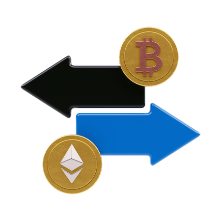 Troca de bitcoin para ethereum  3D Icon