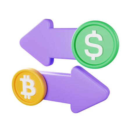 Troca de Bitcoin por Dólar  3D Icon