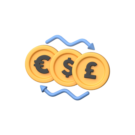 Troca de moedas diferentes  3D Icon