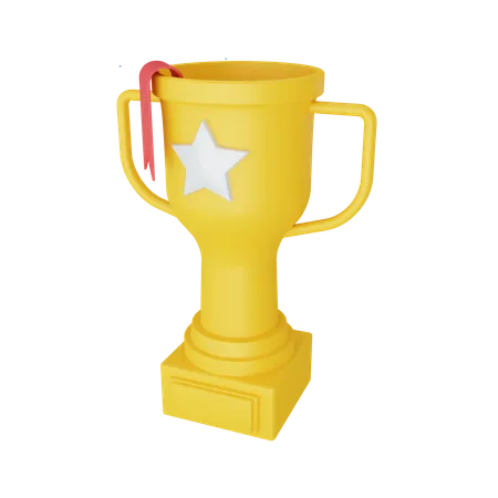 Trofeo De Renderizado 3 D Estrella Y Cinta Aisladas Util Para La Ilustracion De Diseno Educativo Premium 3D Illustration