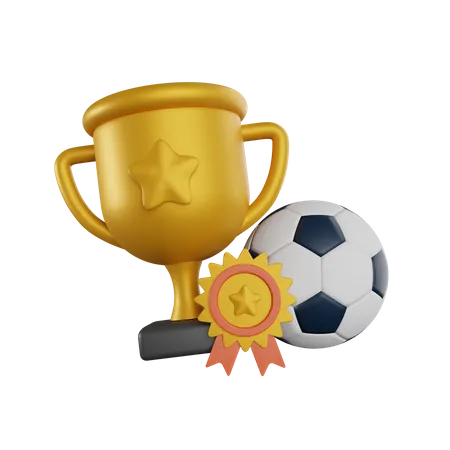Copa Do Trofeu 3 D E Bola De Futebol Premio De 1 Lugar Jogo De Futebol E Recompensa De Ouro Copa Do Trofeu 3 D Com Bola De Futebol 3D Illustration