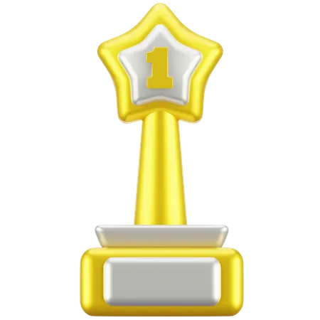 Troféu de ouro com número um  3D Icon