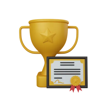 Troféu e certificado  3D Icon