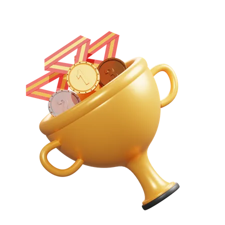 Troféu e Medalha  3D Illustration