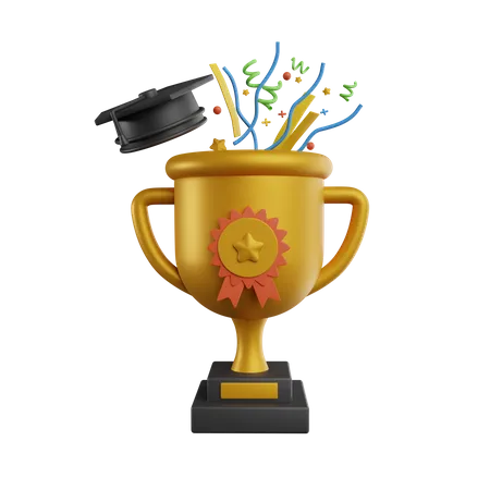 Icone Da Copa Dourada 3 D Realizacao Educacional Premio De Estudo Aluno Bem Sucedido Excelente Desempenho Academico Calice De Ouro Para Concurso Ou Competicao Renderizacao 3 D 3D Illustration