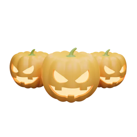 Trois citrouilles d'Halloween  3D Icon