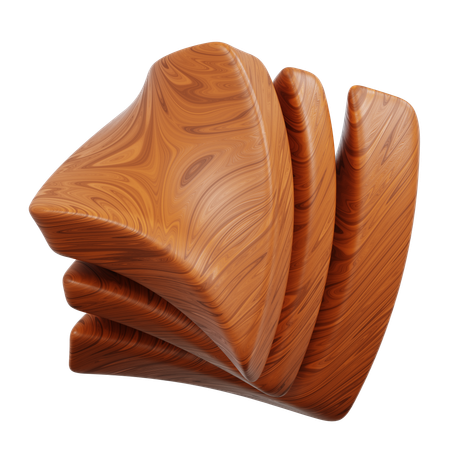 Trois formes en bois créent un design abstrait  3D Icon