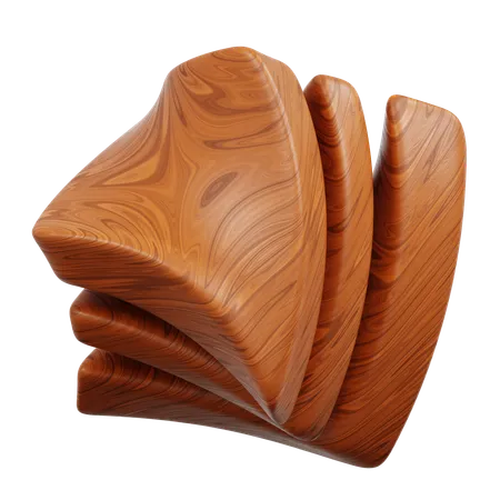 Trois formes en bois créent un design abstrait  3D Icon