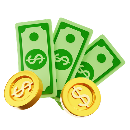 Trois pièces d'argent et un dollar 3D Icon