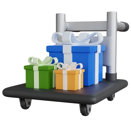 Trolley mit drei Geschenkboxen  3D Icon