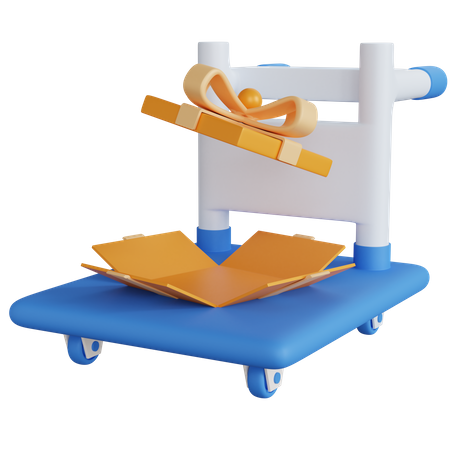 Trolley mit weit geöffneter Geschenkbox  3D Icon