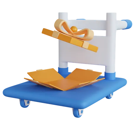 Trolley mit weit geöffneter Geschenkbox  3D Icon