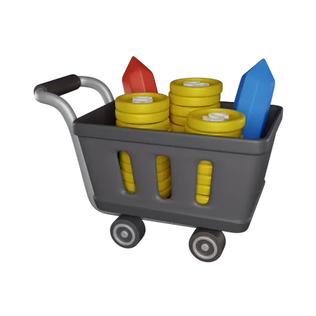 Trolley Money 3 D Icon 3D Icon