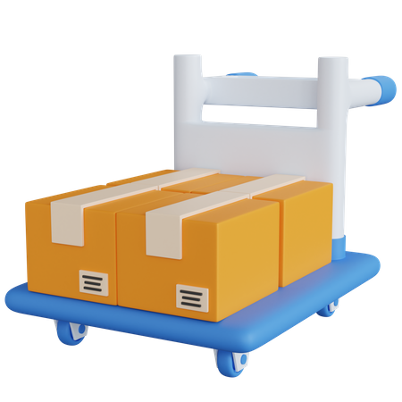Trolley With Four Delivery Boxes  3D Icon