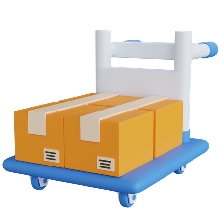 Trolley With Four Delivery Boxes 3D Icon