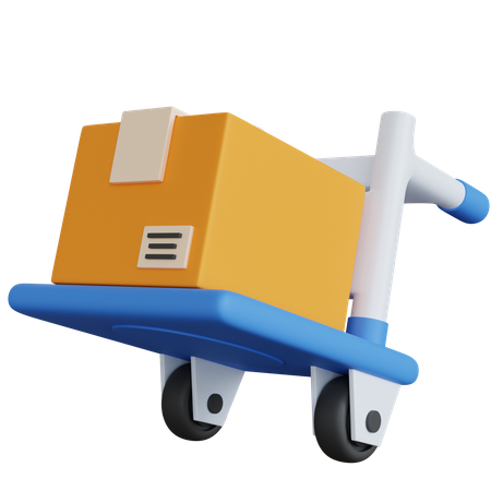 Trolley With One Box Delivery  3D Icon