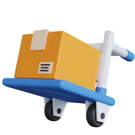 Trolley With One Box Delivery  3D Icon