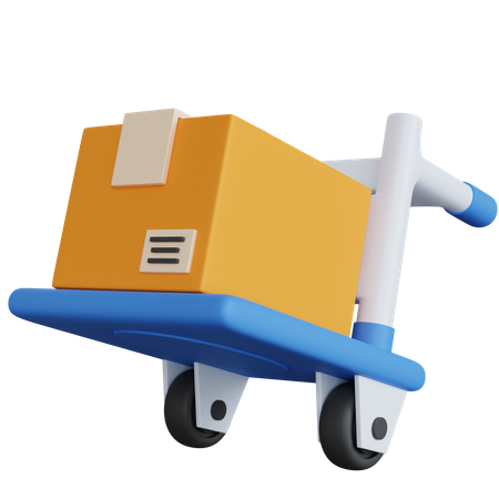 Trolley With One Box Delivery 3D Icon