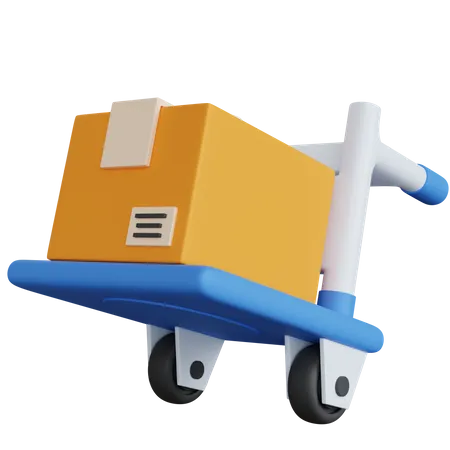 Trolley With One Box Delivery 3D Icon