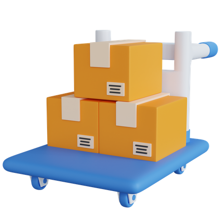 Trolley With Three Delivery Boxes  3D Icon