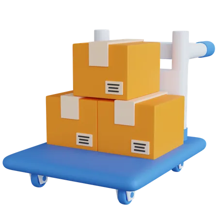 Trolley With Three Delivery Boxes  3D Icon