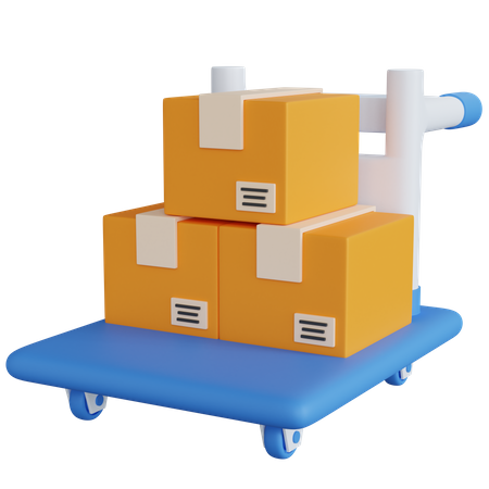 Trolley With Three Delivery Boxes  3D Icon