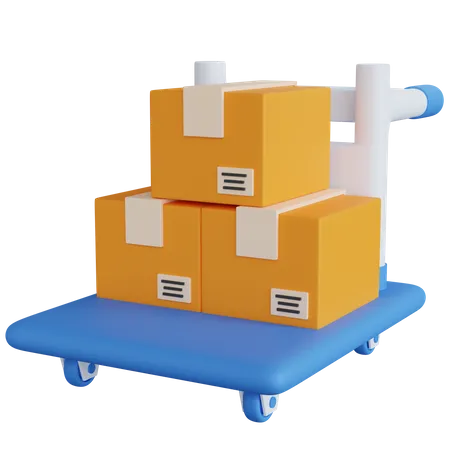 Trolley With Three Delivery Boxes 3D Icon