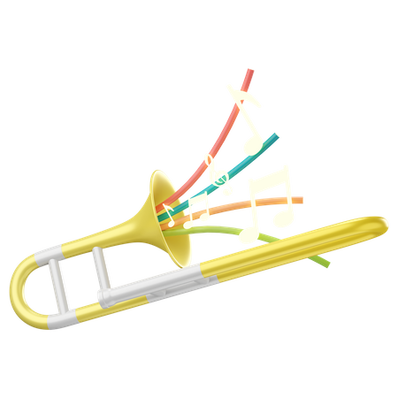 Trombón con notas musicales  3D Icon