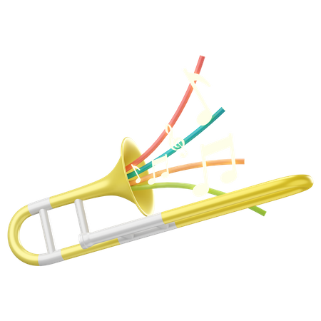 Trombone with music notes  3D Icon