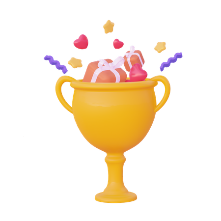 Trophäe mit Geschenken  3D Illustration