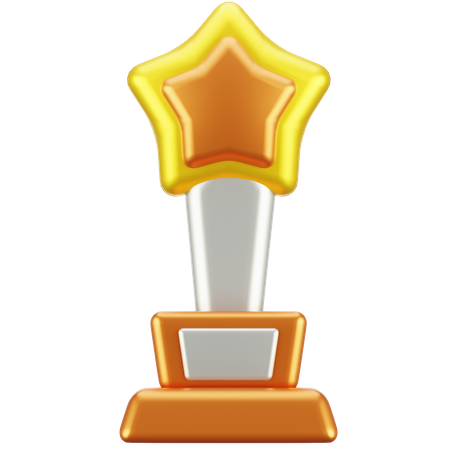 Trophée d'or avec étoile  3D Icon