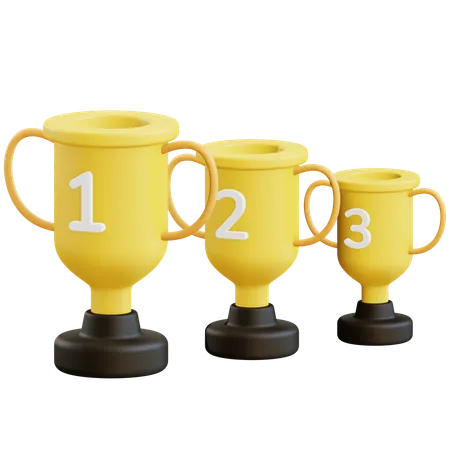 3 D Trophies Illustration With Transparent Background 3D Icon