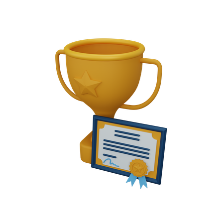 Trophy and certificate  3D Icon