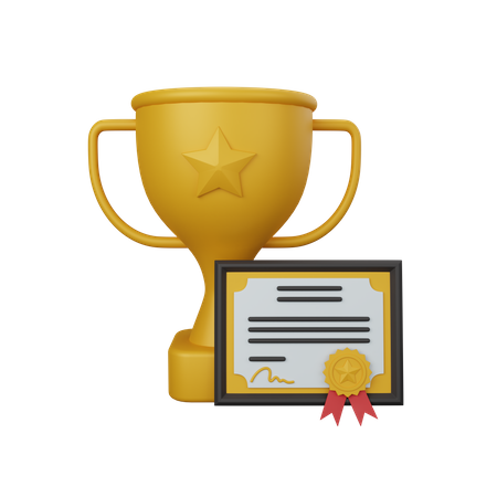 Trophy And Certificate  3D Icon
