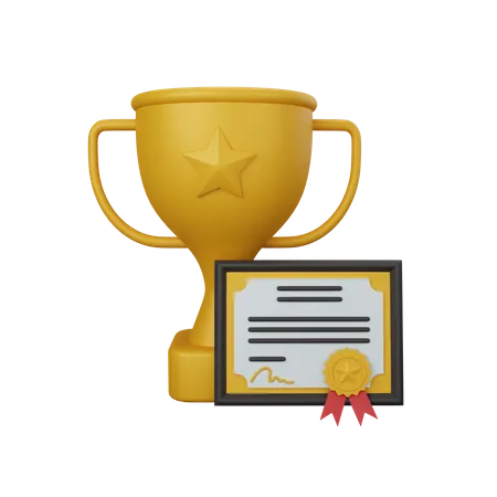 Trophy And Certificate  3D Icon