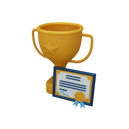 Trophy and certificate  3D Icon