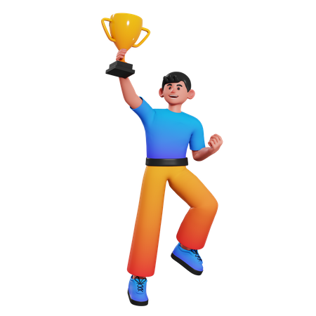 Trophy Boy  3D Illustration