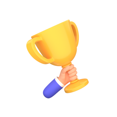 Trophy cup in hand  3D Icon