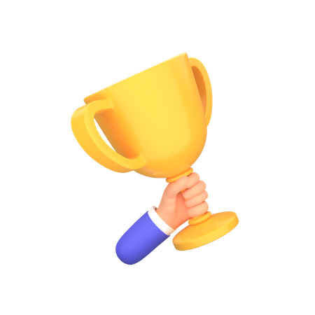 Trophy cup in hand  3D Illustration