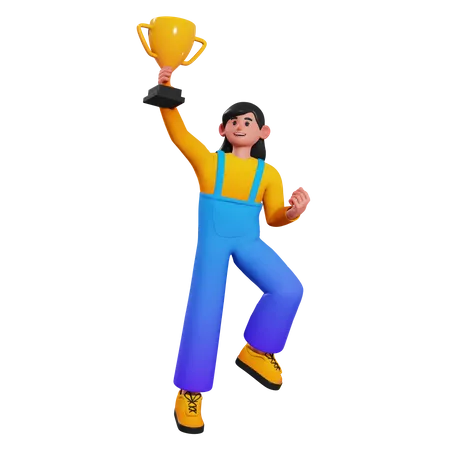 Trophy Girl  3D Illustration