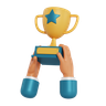 3d trophy holding hand