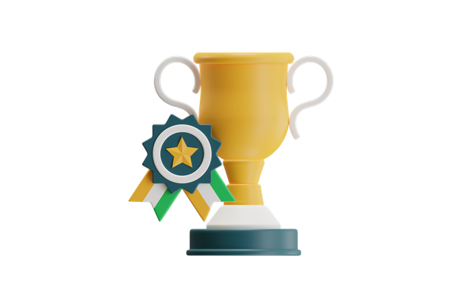 Trophy With Award Ribbon  3D Icon