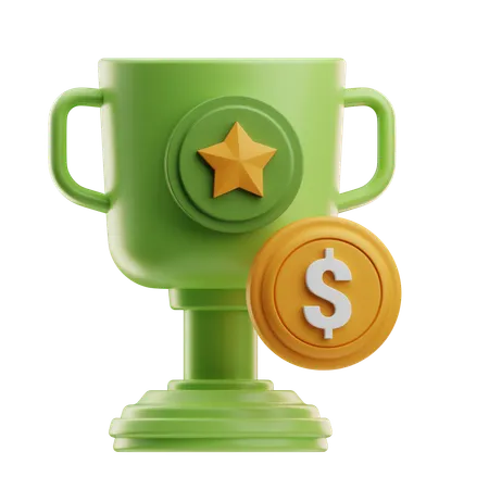Trophy With Coin  3D Icon