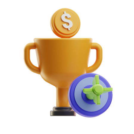Trophy With Dollar  3D Icon