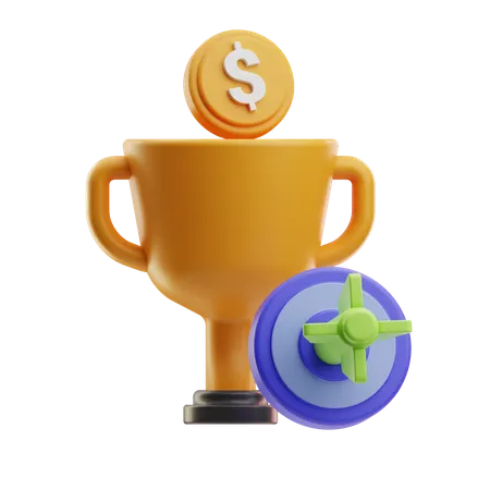 Trophy With Dollar  3D Icon
