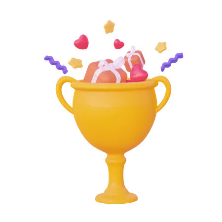 Trophy With Gifts 3D Illustration